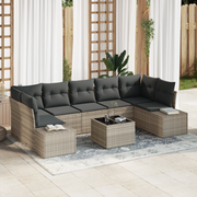 Set di divani da giardino 8 pezzi con cuscini grigio chiaro in polirattan