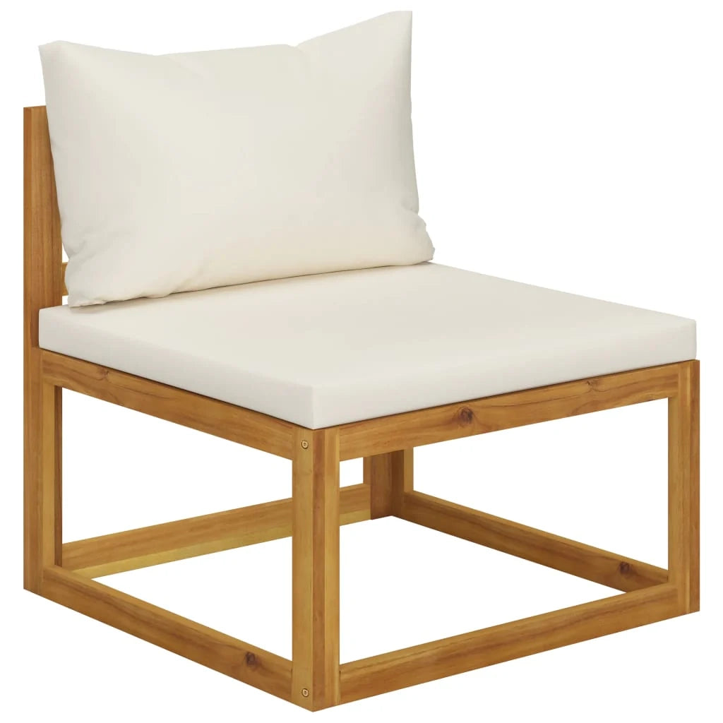 Mobili da giardino mobili da esterno Set di mobili da 7 pezzi con cuscino color crema in legno massello di acacia 02_0017060