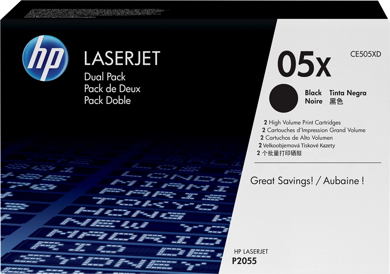HP Confezione da 2 cartucce originali di Toner nero ad alta capacità LaserJet 05X