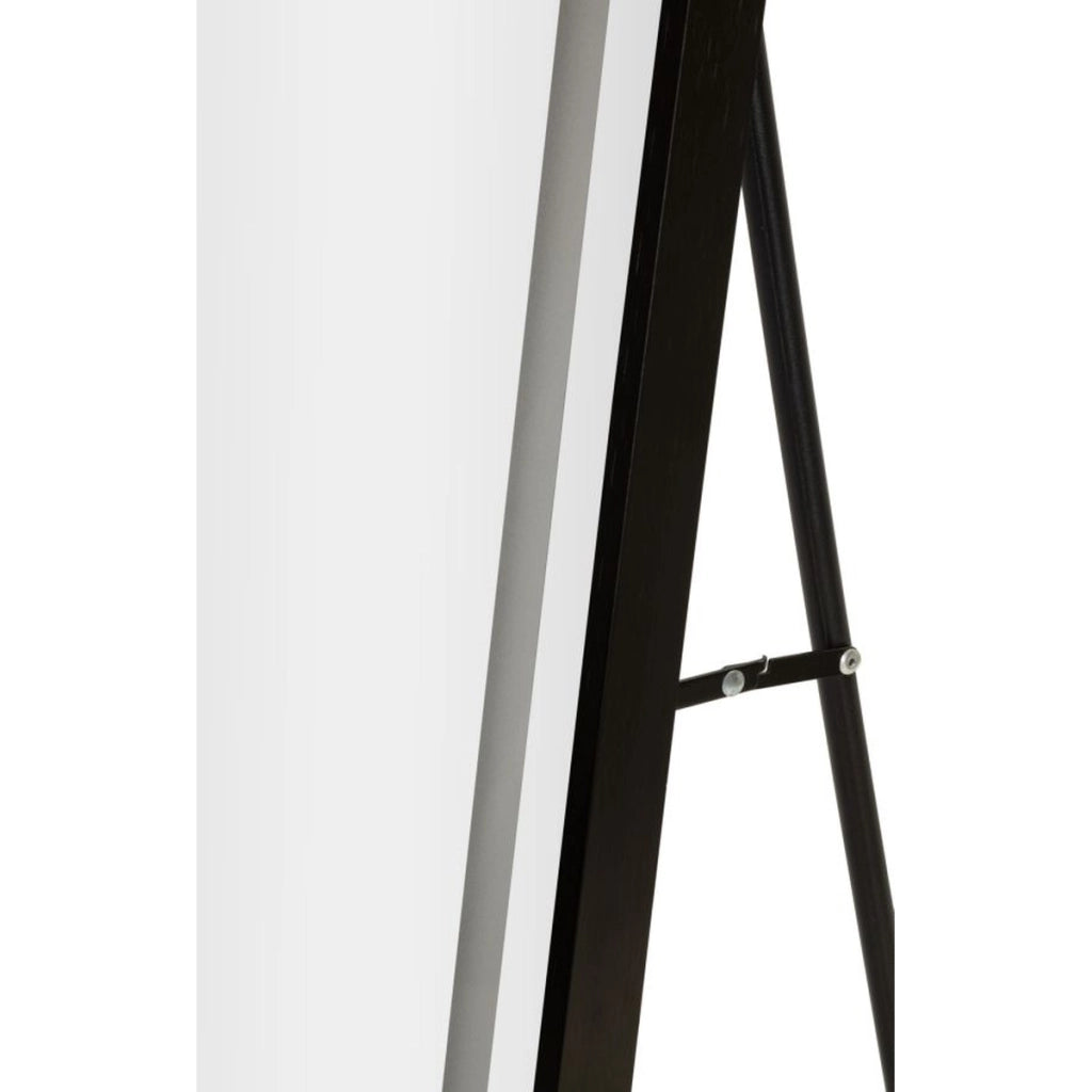Specchio da terra ad arco con cornice nera e illuminazione LED