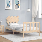 Giroletto con Testiera Single-Struttura Letto in Legno Massello 449548