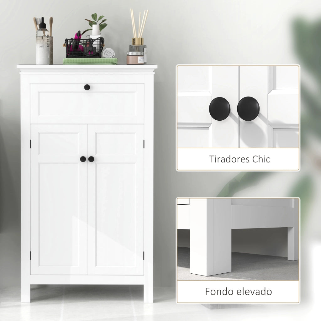 Colonna Bagno con Ante e Ripiani Regolabili ¨C zephmum ¨C Bianco 60x30x102,5 cm