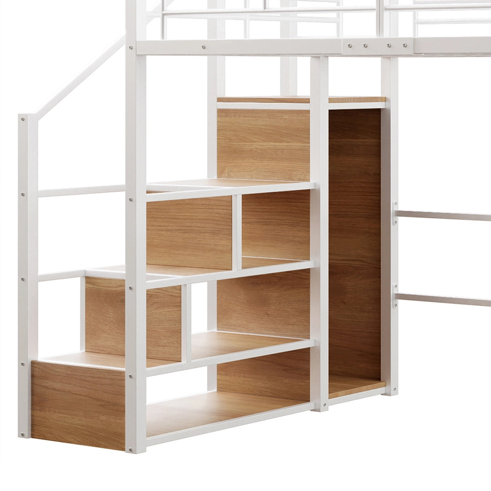 Letto mezzanino 140x200cm - Xylo - bianco, armadio, scrivania, organizzazione