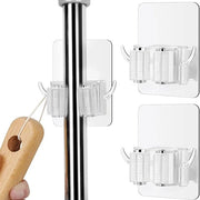 Organizzatore per Asciugamani - Mop Organizer - Supporto da Appendere - Sistema Autoadesivo - 4 Pezzi - Translucido