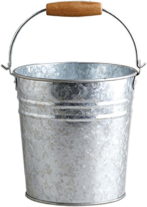 Secchio zincato 10 litri con manico in ferro e inserto in legno resistente e anticorrosione