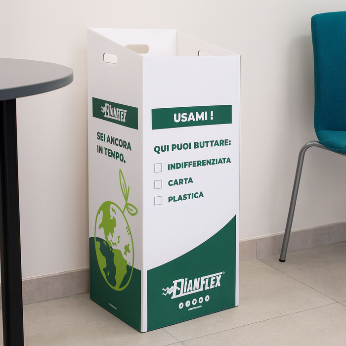 Ecobox raccolta differenziata in cartone automontante con maniglie 38x38x80 cm DH