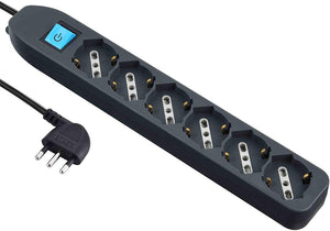Multipresa elettrica 6 posti bipasso Schuko con interruttore luminoso cavo 1,5 m colore nero