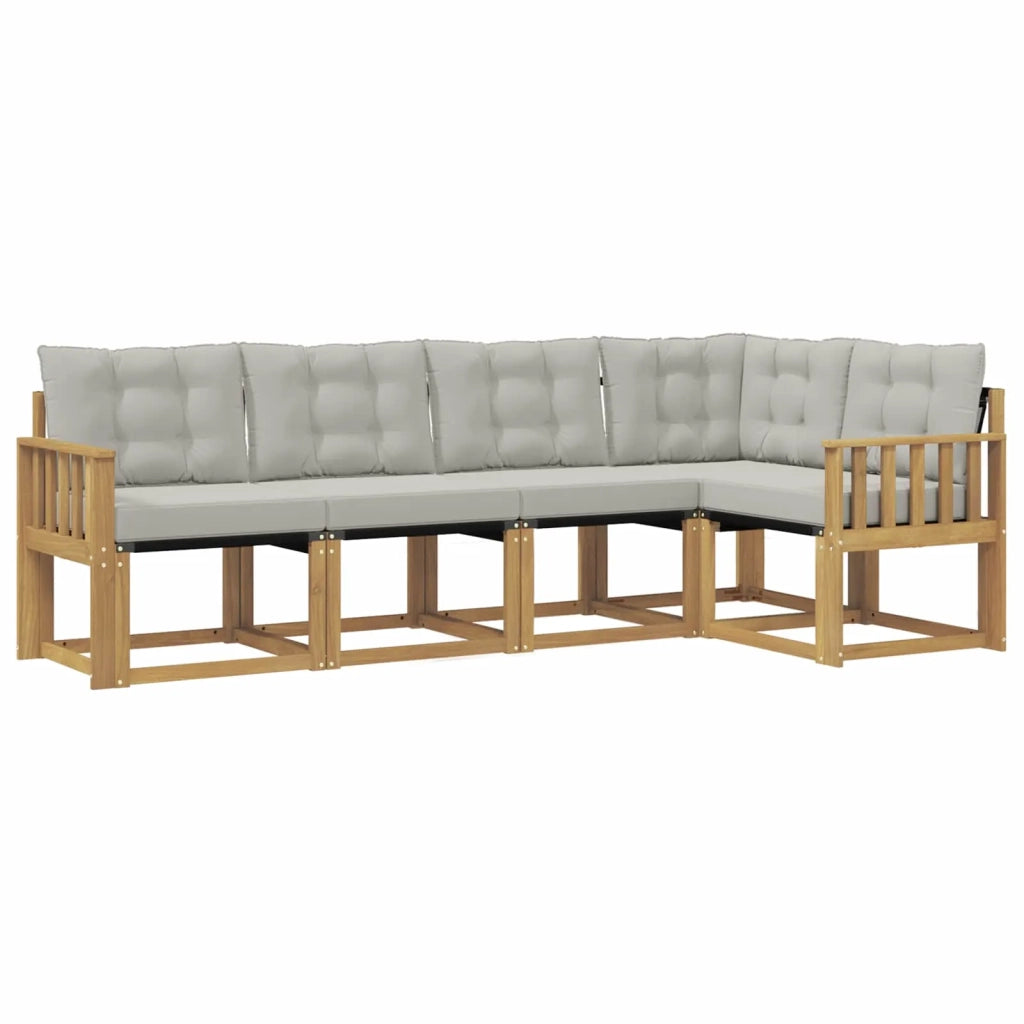 Set di divani da esterno 5 pcs Bianco e Grigio Chiaro