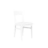 E-STYLO Sedia in legno laccato bianco con seduta rivestita in similpelle, imbottita, 44cm X 45cm H. 82cm.