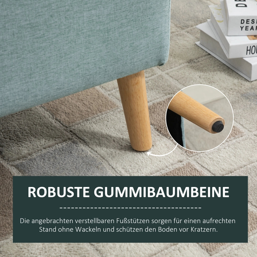 Panca contenitore scandinava con seduta imbottita e spazio portaoggetti in poliestere verde 110 × 39 × 45 cm