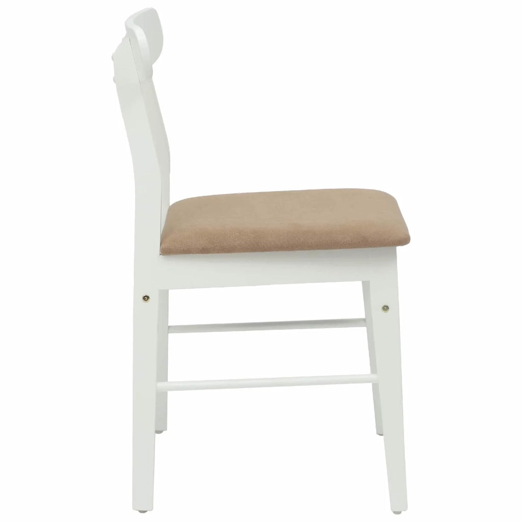 Sedia da pranzo 2 pcs Bianco e marrone Legno di gomma solido