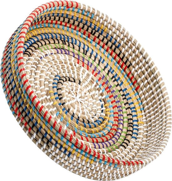 Piatto da tavola in vimini a forma rotonda decorativo con disegno di alghe 30cm