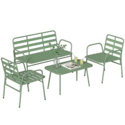 Set Giardino 4 Pezzi ¨C Divano Esterno in Metallo con Doghe ¨C Zephmum ¨C Verde