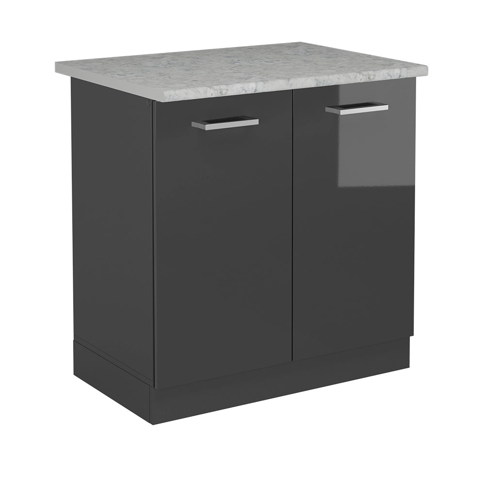 Mobile lavello cucina R-Line Antracite lucido/Antracite 80 cm PL Marmo Vicco