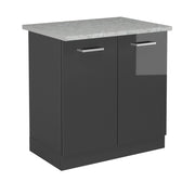 Mobile lavello cucina R-Line Antracite lucido/Antracite 80 cm PL Marmo Vicco
