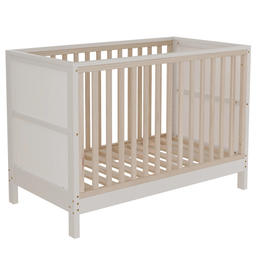 Lettino per bebè convertibile 3 in 1 con lavagne dipingibili, altezza regolabile, 120x60 cm, legno massello
