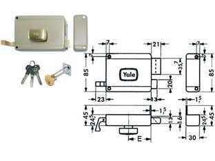 SERRATURA DA PORTONCINO CON POMOLO INTERNO CATENACCIO E SCROCCO 6200- - mm.40 SX (Y62000402) - 1 pezzi YALE