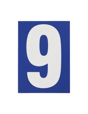 Targa adesiva numero civico  9 - 65X90mm - blu, pannello adesivo in pvc, finitura mat - THIRARD