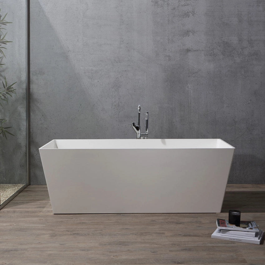 Vasca da bagno moderna freestandig in marmo resina rettangolare bianca 160cm Badok Okyo