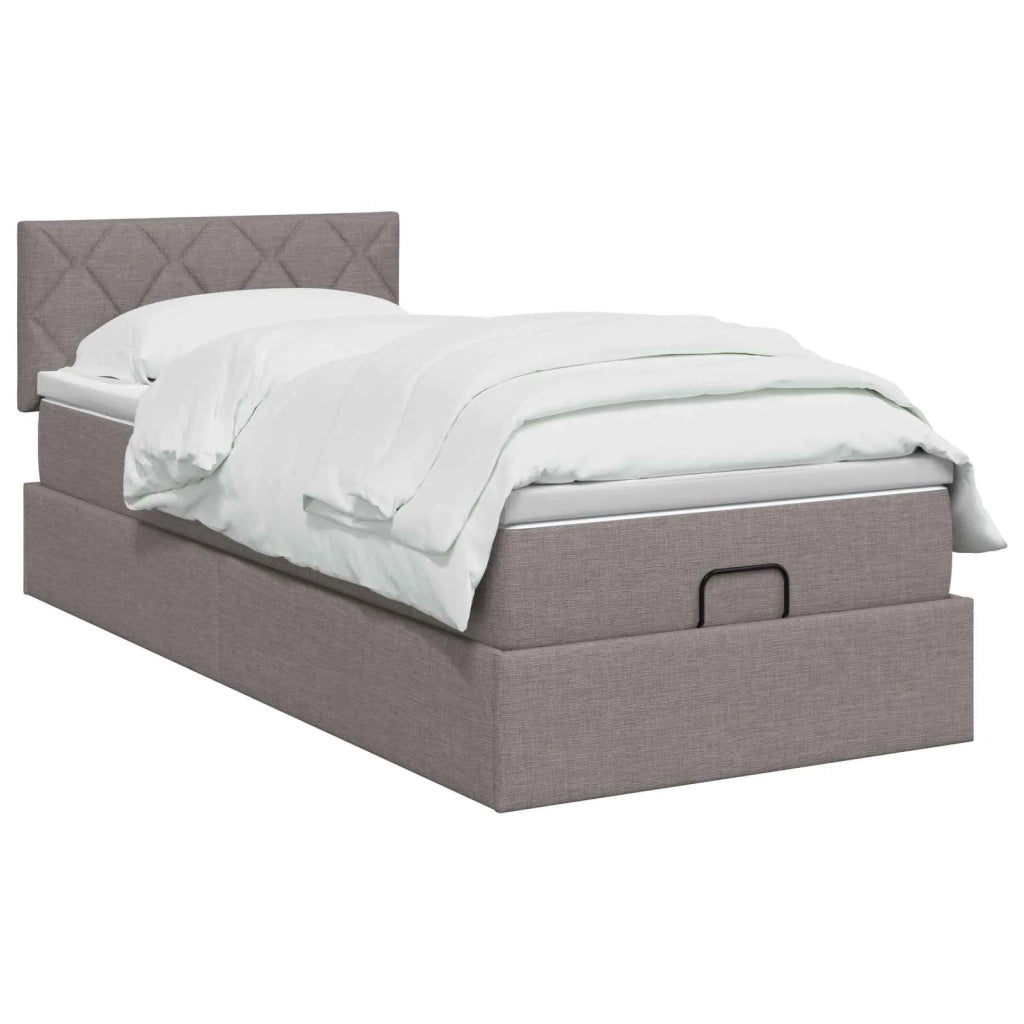 Letto Ottomano con Materasso e LED Tortora 100 x 200 cm Tessuto 3456971