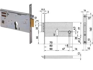 ELETTROSERRATURA DA INFILARE PER FASCE MM.77 H 1435  mm.70 (14350700) frontale mm.16    CISA