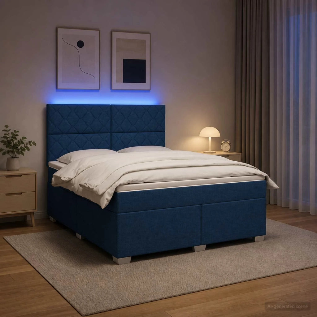 Letto box spring con materasso Blu 160 x 200 cm Tessuto 3454921