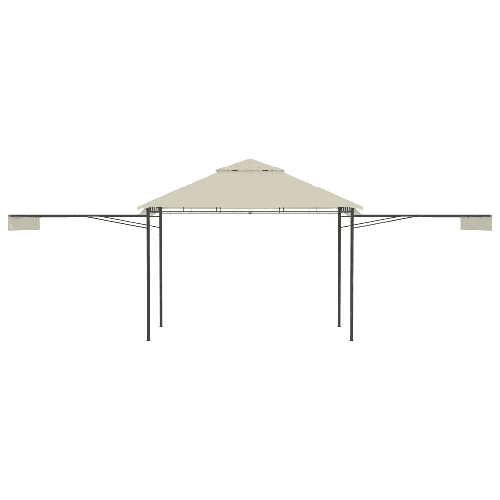 Gazebo con Tetto Doppio Estendibile 3x3x2,75 m Crema 180 g/m² 48003