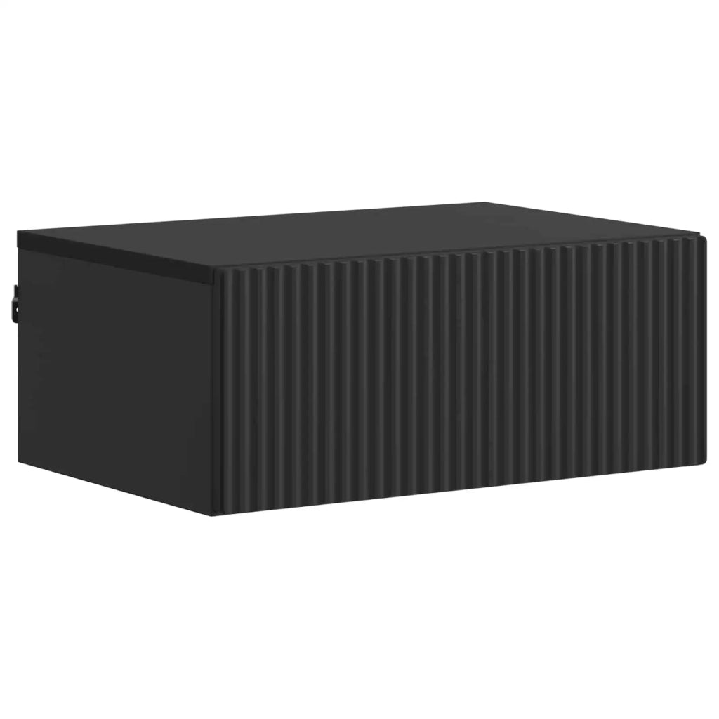 Comodino | Armadio da Notte | Mobiletto da notte a muro con cassetto Nero 49 x 34,5 x 20 cm