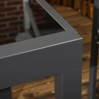Tavolo da Pranzo Allungabile da Giardino con Piano in Vetro e Alluminio, 80-160x80x75 cm, Nero