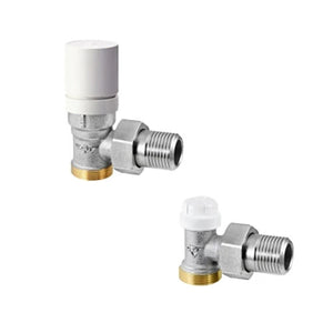 KIT TERMOSTATIZZABILE CON VALVOLA E DETENTORE AD ANGOLO PER RAME E PE- 3/8- RBM- pezzi 1