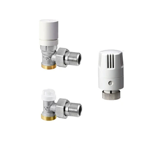 VALVOLA TERMOSTATICA E DETENTORE AD ANGOLO PER TUBO RAME O POLIETILENE- 1/2- RBM- pezzi 1