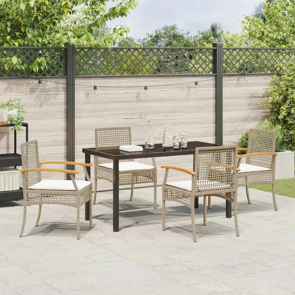Set da Pranzo per Giardino 5 pcs Beige e Nero Rattan 3380829