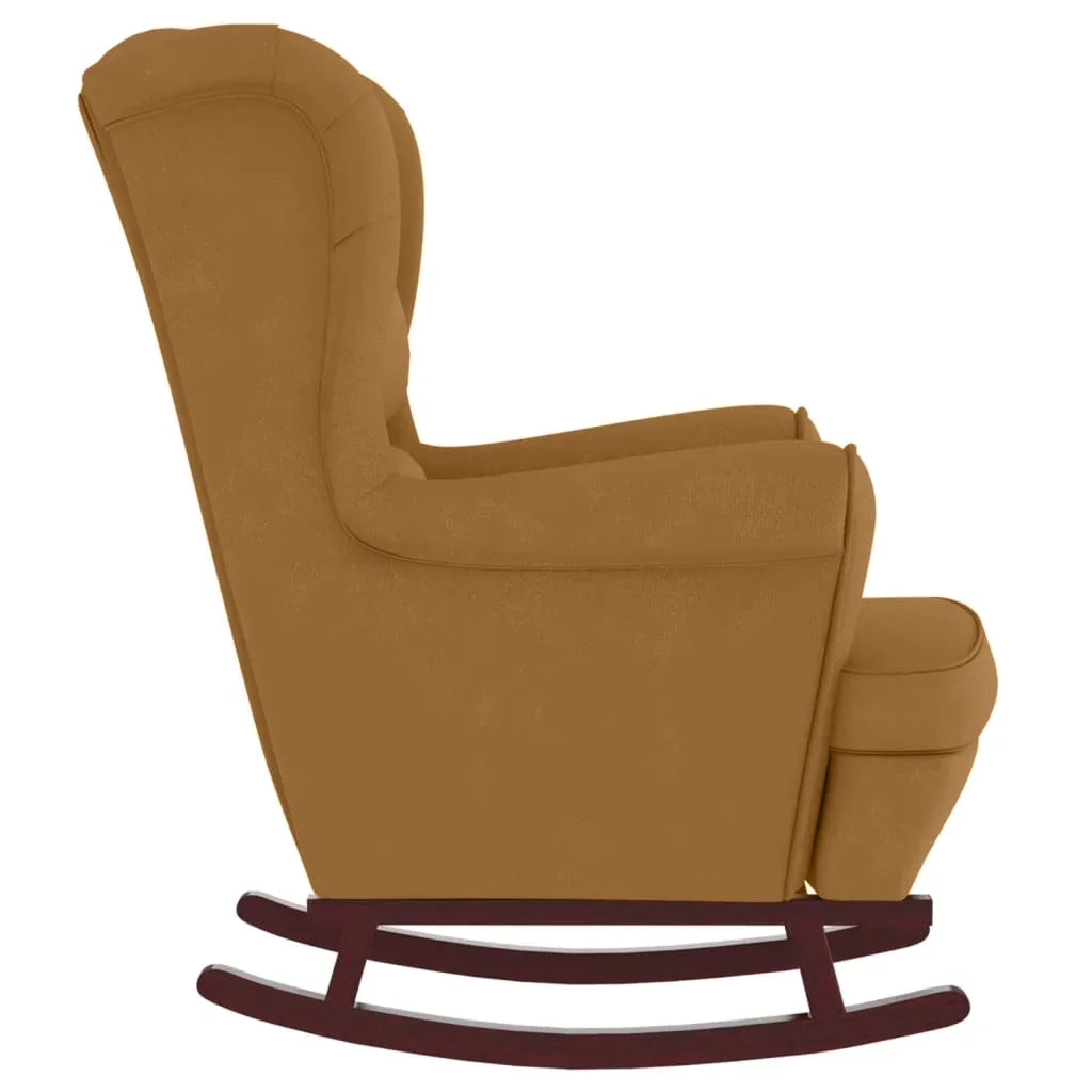 Sedia a dondolo con schienale alto in velluto marrone 3121238