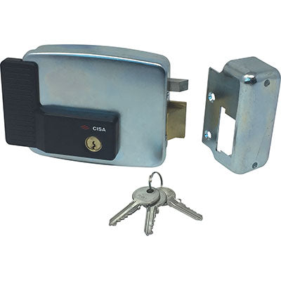 SERRATURA METALLO APPLICARE ELETTR 11921 EST CISA - ZINCATA C.TONDO FISSO+SCR E.MM 70 DX