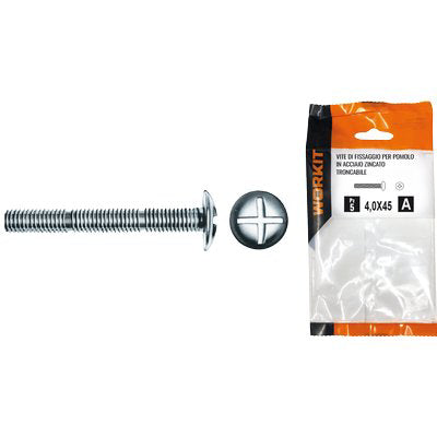 VITE DI FISSAGGIO X POMOLO SELF WORKIT - ACCIAIO ZINCATO TRONCABILE MM 4X45 CF=PZ 5- 5 confezioni