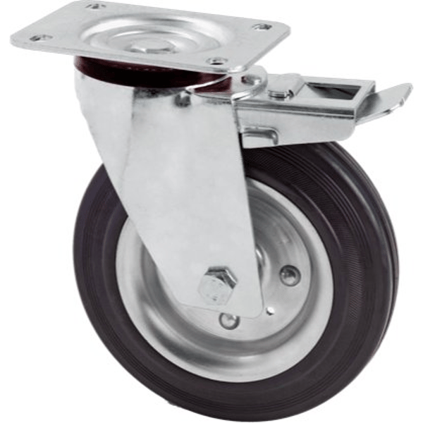 RUOTA INDUSTRIALE GIREVOLE IDEAL STAR C/FRENO 80 mm - portata 60 kg - IDEAL STAR