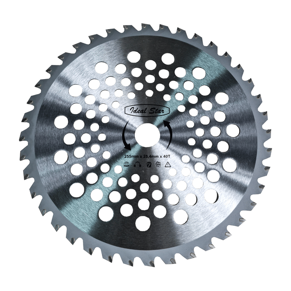 DISCO PER DECESPUGLIATORE PROFESSIONALE 'TUNGSTENO' IDEAL STAR Ø mm 255x25.4 - 40 denti - IDEAL STAR