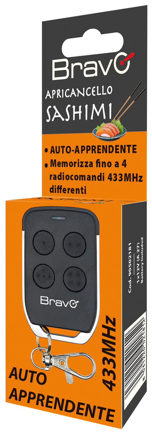 Bravo RADIOCOMANDO APRICANCELLO AUTOAPPRENDENTE SASHIMI Codice fisso  Frequenza 433 MHz