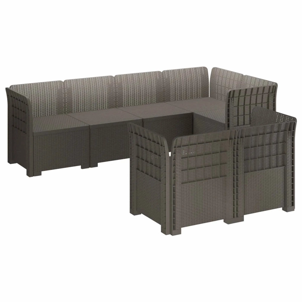 Divano da Giardino 7 Posti Aspetto Rattan PP Grigio Chiaro 3444141