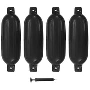 Paraurti per Gommone 4 pz Neri 58,5x16,5 cm in PVC 92382