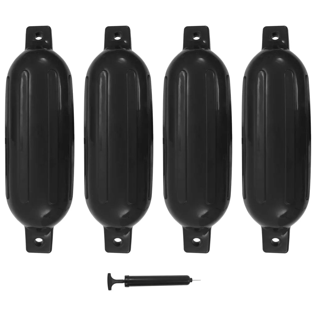 Paraurti per Gommone 4 pz Neri 58,5x16,5 cm in PVC 92382