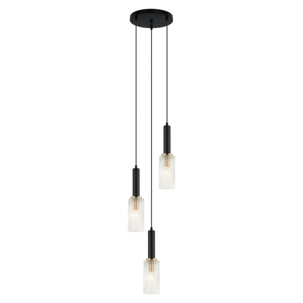 Lampadario Italux Perola moderno nero oro vetro 3xE14