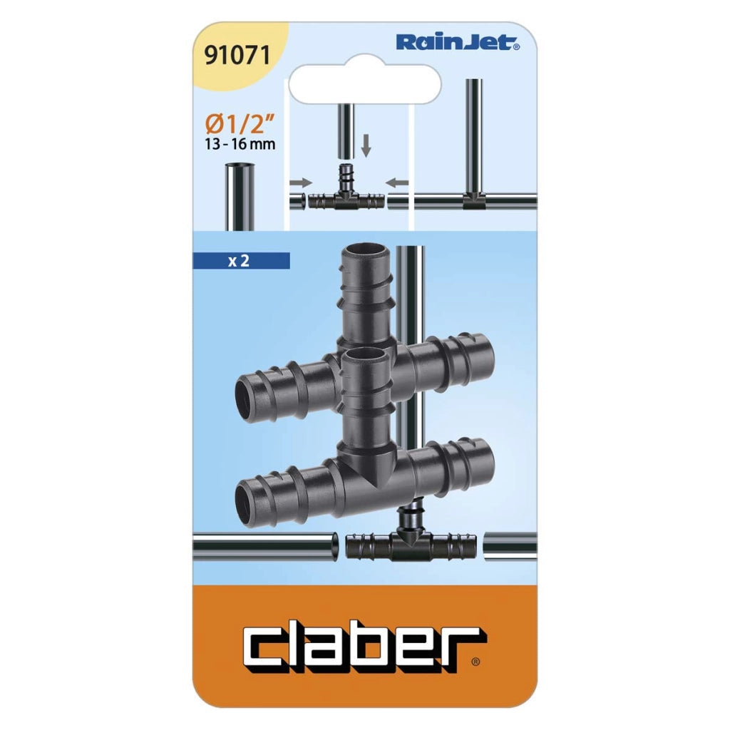 TEE PORTAGOMMA TUBO PN SELF CLABER - RAINJET 91071 1/2 CF=PZ 2- 15 confezioni