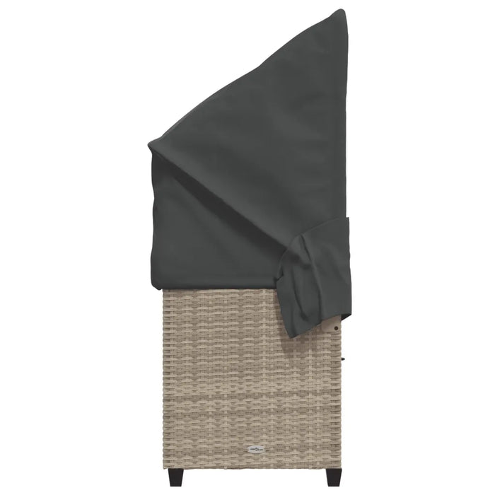 Lettino con Baldacchino e Cuscini Grigio Chiaro in Polyrattan 368340