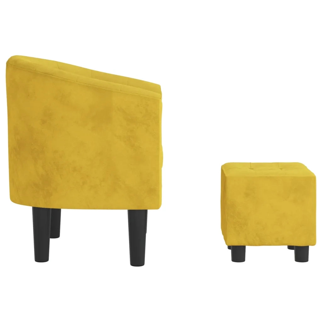 Poltrona Cabriolet con Poggiapiedi Giallo in Velluto 356484
