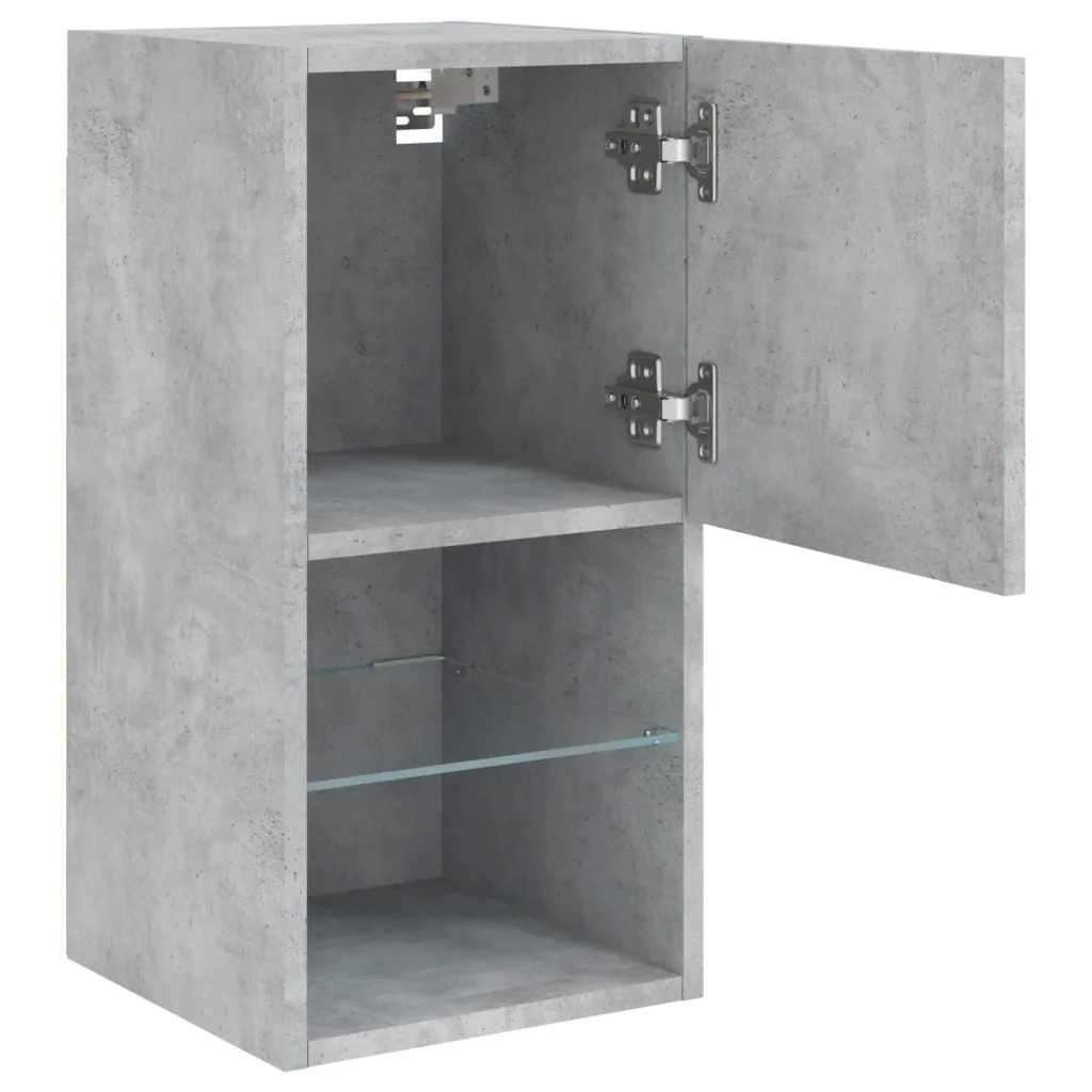 Mobili TV con Luci LED 2pz-Credenza TV-Console TV Grigio Cemento 30,5x30x60 cm