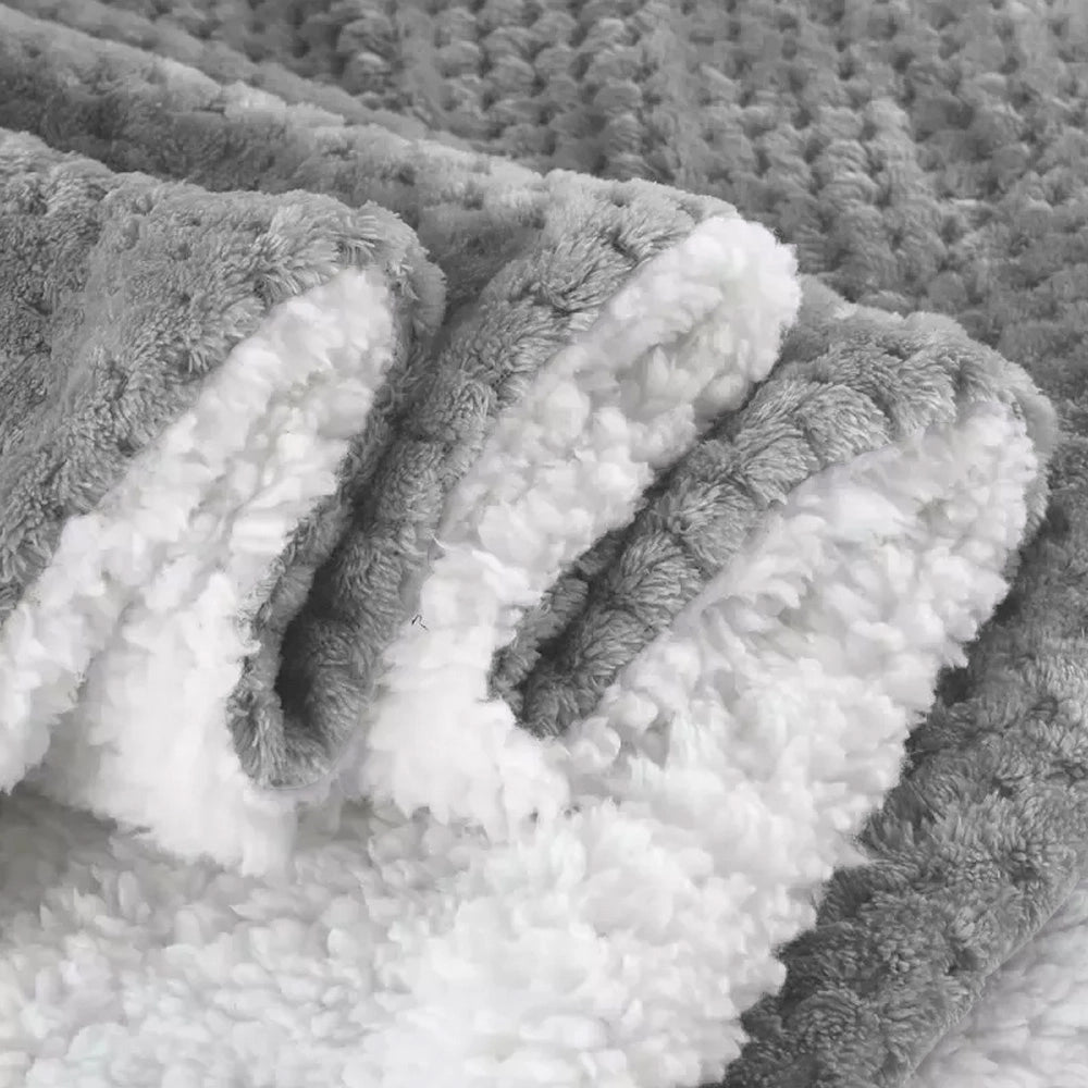Coperta Plaid in Pile Sherpa Invernale Tinta unita 440 Gr/Mq Grigio - Singolo 160x200