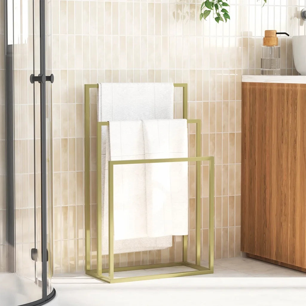 Portasciugamani da Pavimento Oro 48x24x79cm in Ferro 343092