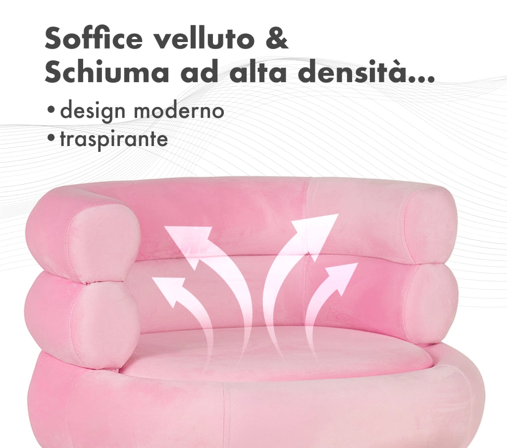Poltrona Camera da Letto e Salotto in Velluto con Poggiapiedi Contenitore - Poltroncina Relax Moderna con Gambe in Metallo Placcato Oro - Design Moderno, Seduta Morbida con Cuscino - Sedia in Velluto - Rosa