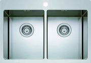 Lavello da incasso in acciaio inox, due vasche con foro per miscelatore 75x51cm Coveh